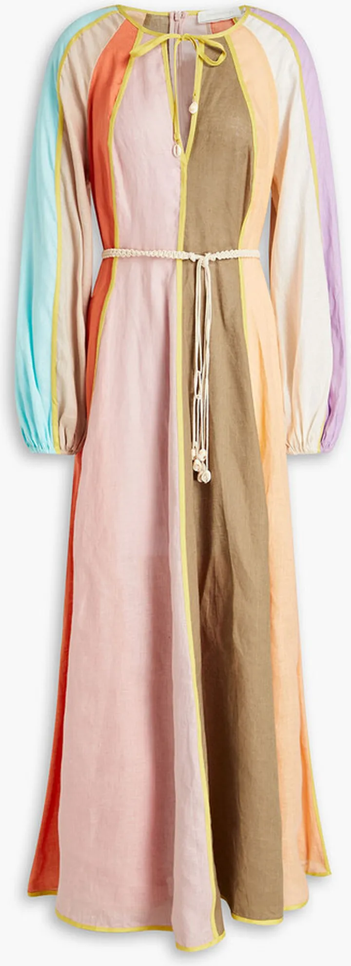 Paneled linen maxi dress