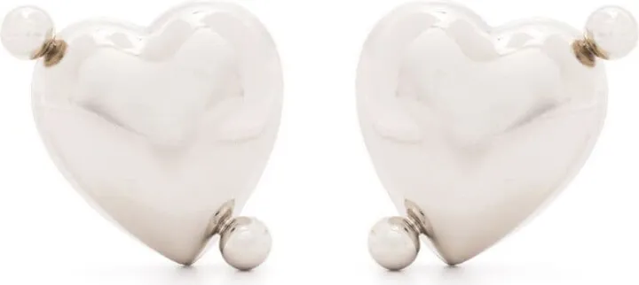Heart-Shaped Palladium-Plated Earrings