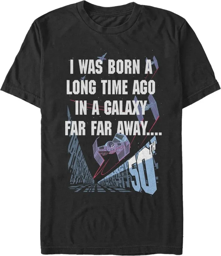 Men's Star Wars I Was Born A Time Ago 50th Birthday Portrait T-Shirt - Black - 4X Large