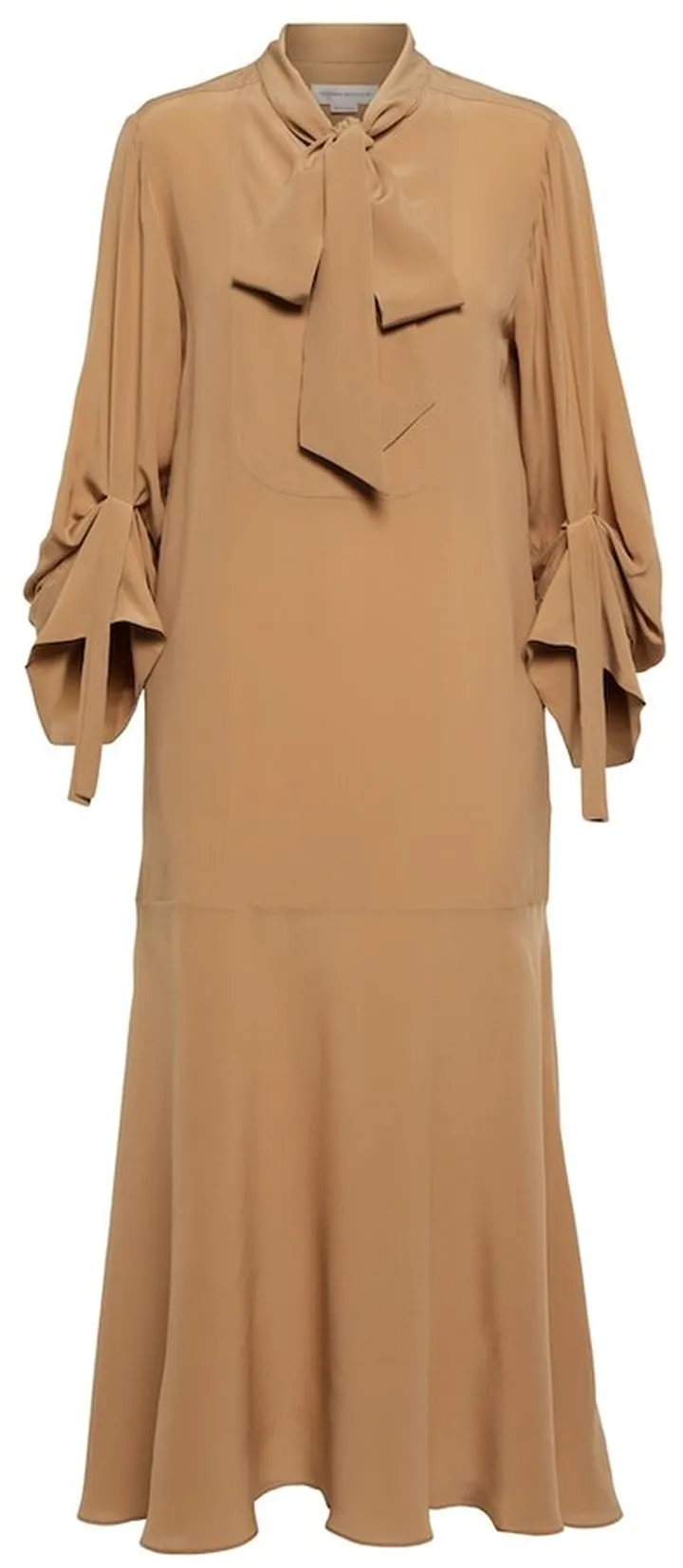 Tie-neck silk crepe midi dress