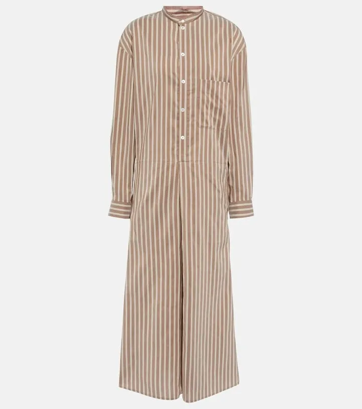 Pinstripe cotton and silk midi dress