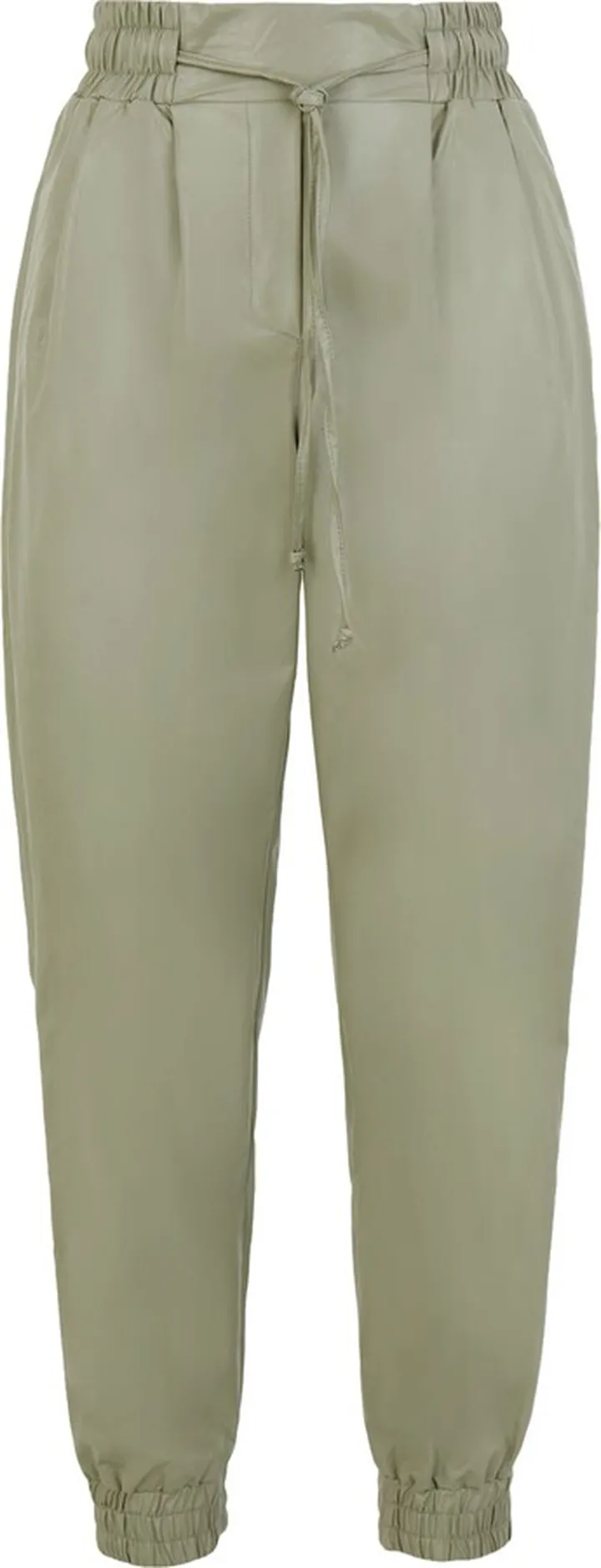 Faux Leather High-waist Jogger Pants Pants Sage Green