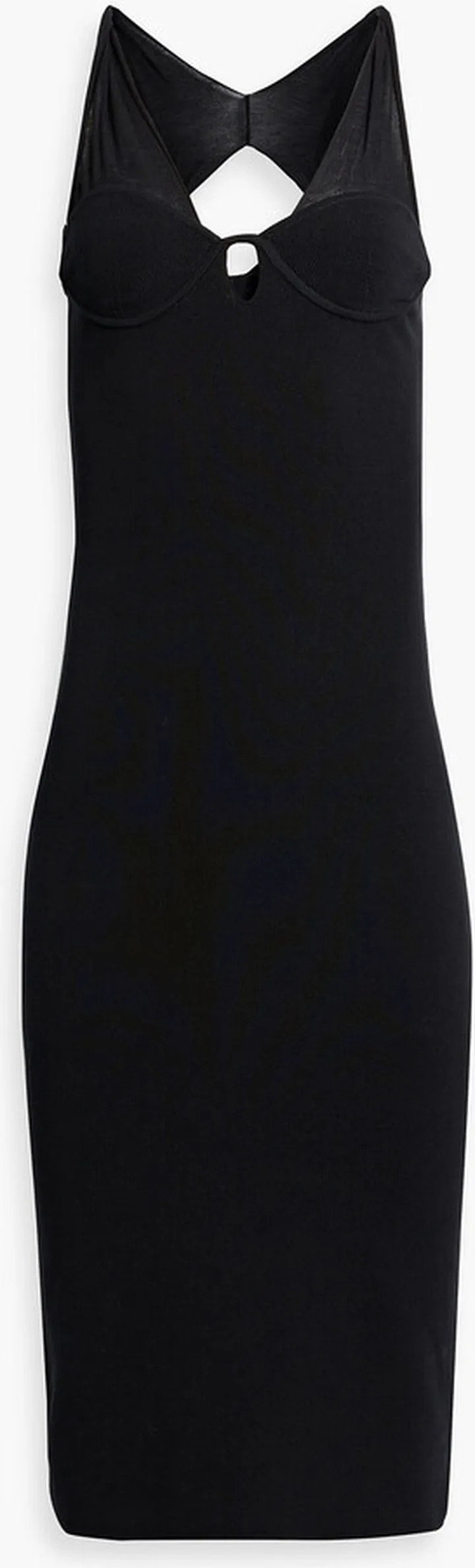 Twist-back cutout ribbed-knit midi dress