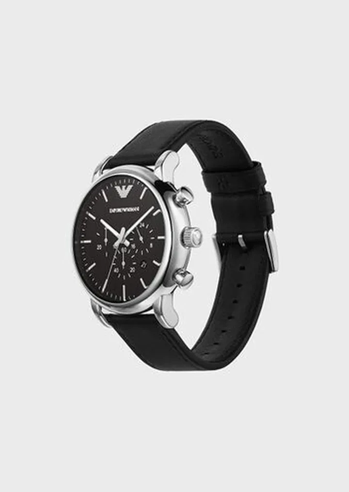 Chronograph Black Leather Watch