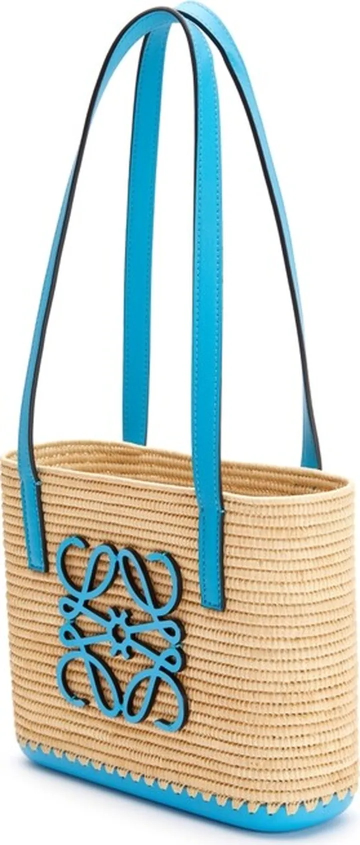 X Paula's Ibiza Square Basket Mini Bag Natural And Topaz Blue