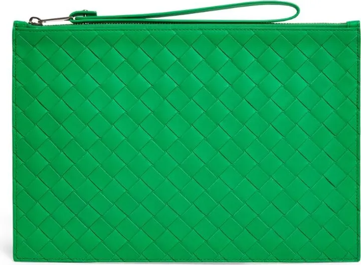 Bottega Veneta Large Leather Intrecciato Pouch