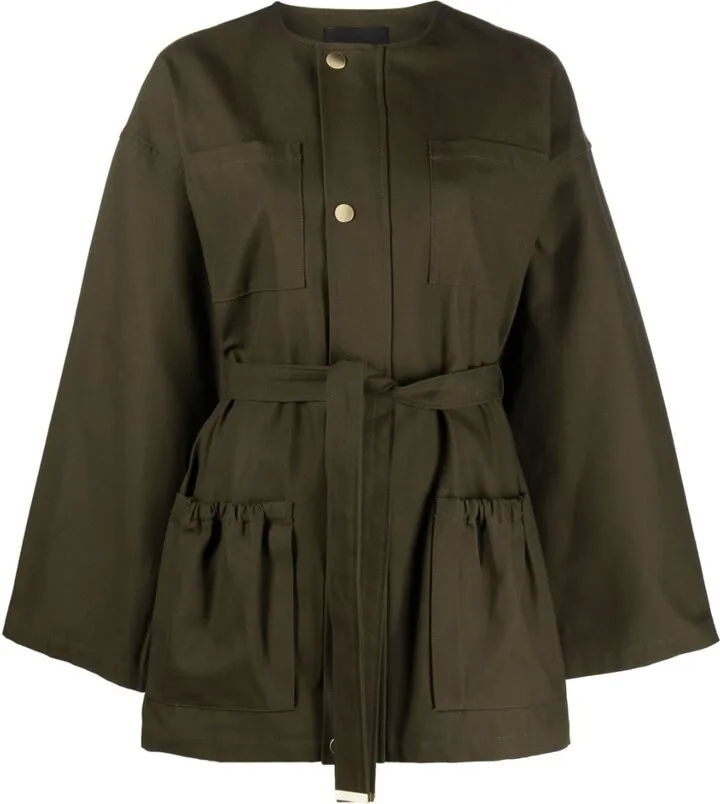 Belted-Waist Bomber Jacket