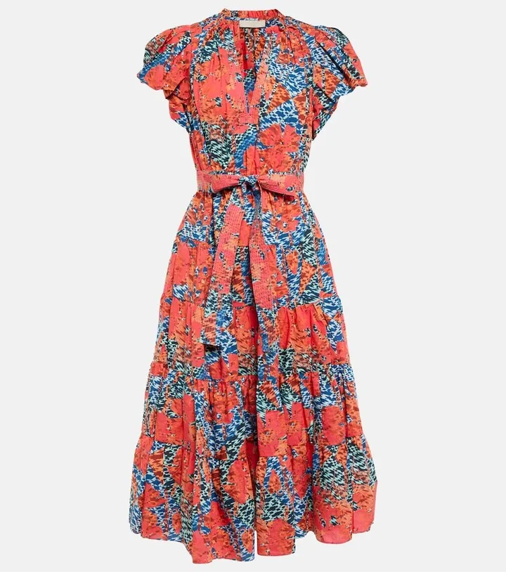 Ottilie printed cotton poplin midi dress