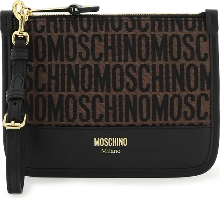 Moschino Logo Jacquard Zipped Clutch Bag