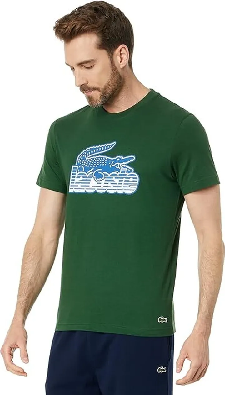 Lacoste Short Sleeve Regular Fit Front Graphic T-Shirt (Green) Men's Clothing