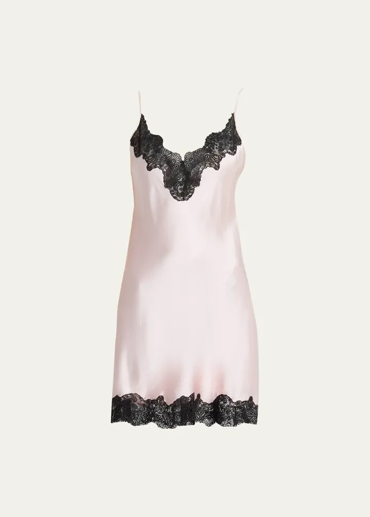 Lace-Trim Silk Chemise