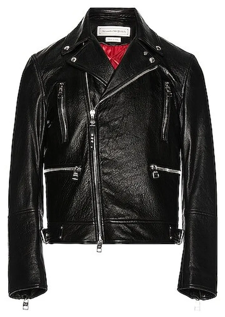 Alexander McQueen Essential Leather Biker Jacket in Black