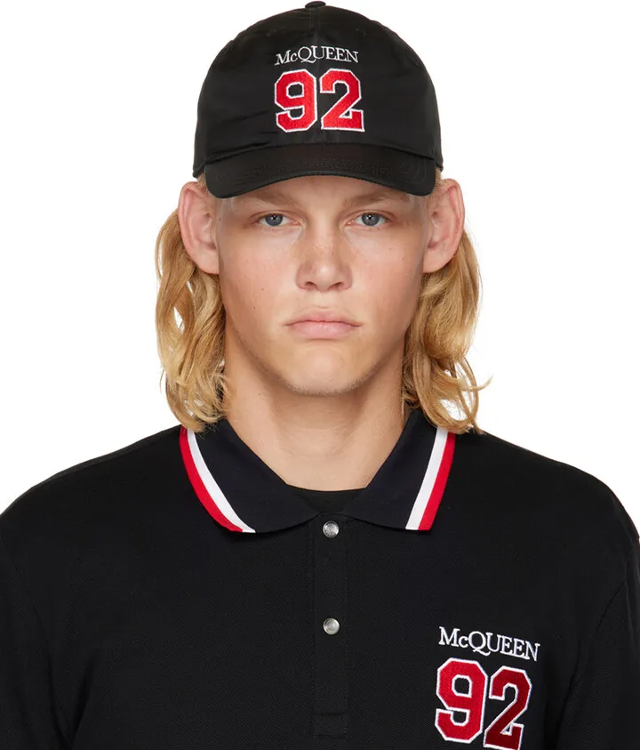 Alexander McQueen Black Embroidered Cap