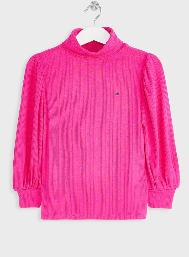 Kids Irregular Rib Knit Top