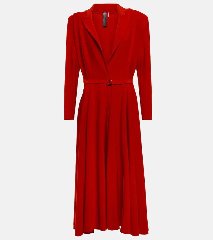 Belted pleated maxi dress