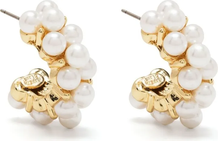 Gold-Plated Faux Pearl Huggy Earrings