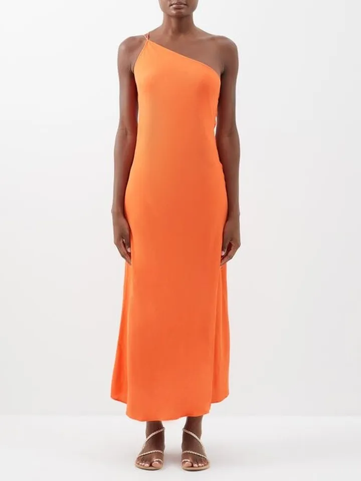 Shalom One-shoulder Crepe Dress