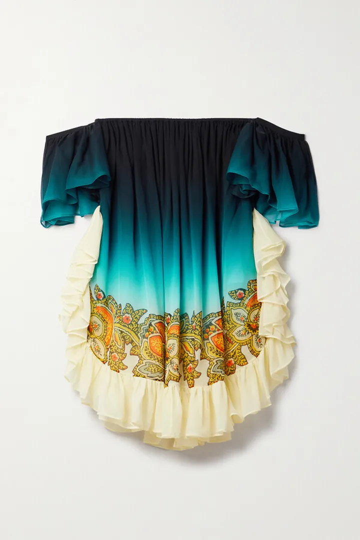 Etro - Off-the-shoulder Printed Silk-chiffon Mini Dress - Multi