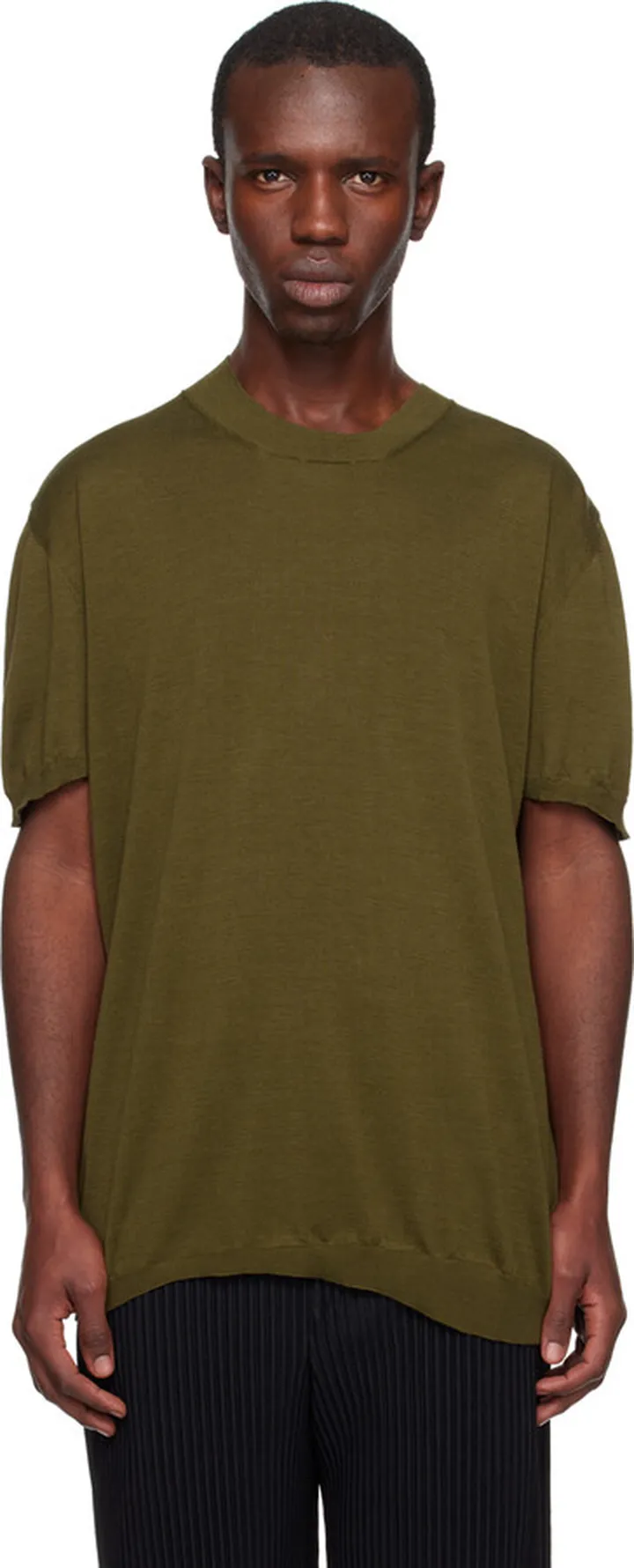 UMA WANG Khaki & Black Duotone T-Shirt