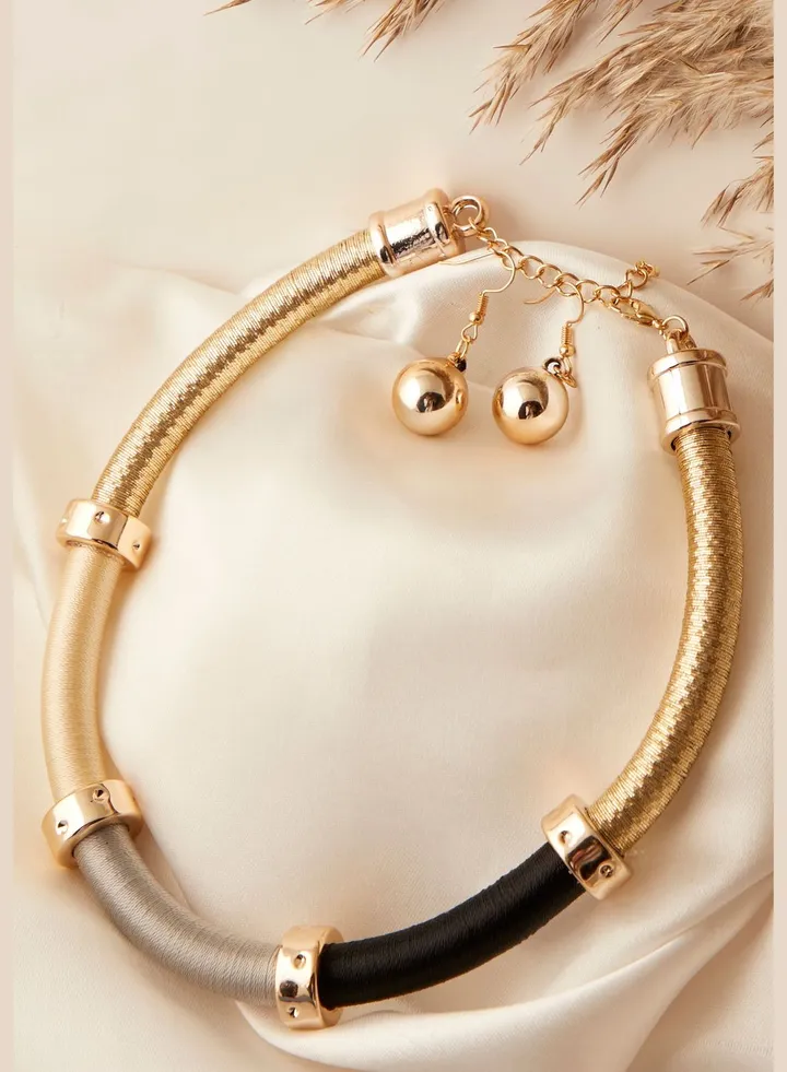 Gold Plated Designer Necklace and Earring Set