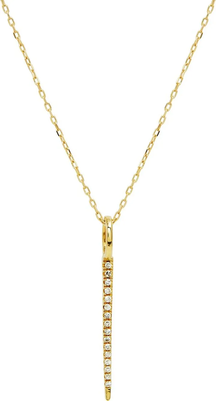 14K Gold Diamond Bar Pendant Necklace - 0.03 ctw