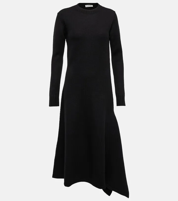 Asymmetrical wool dress