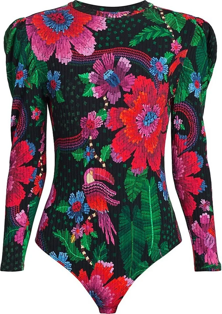 Blooming Garden Floral Long-Sleeve Bodysuit
