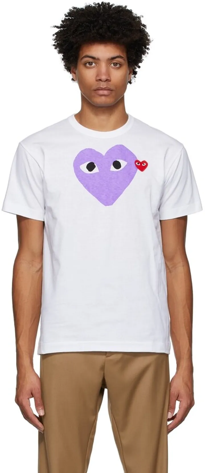 Comme des Garçons Play White & Purple Big Heart T-Shirt