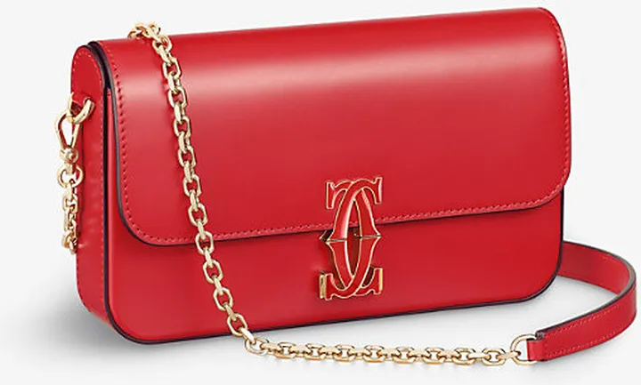 Womens Red Double C de Mini Leather Cross-body bag