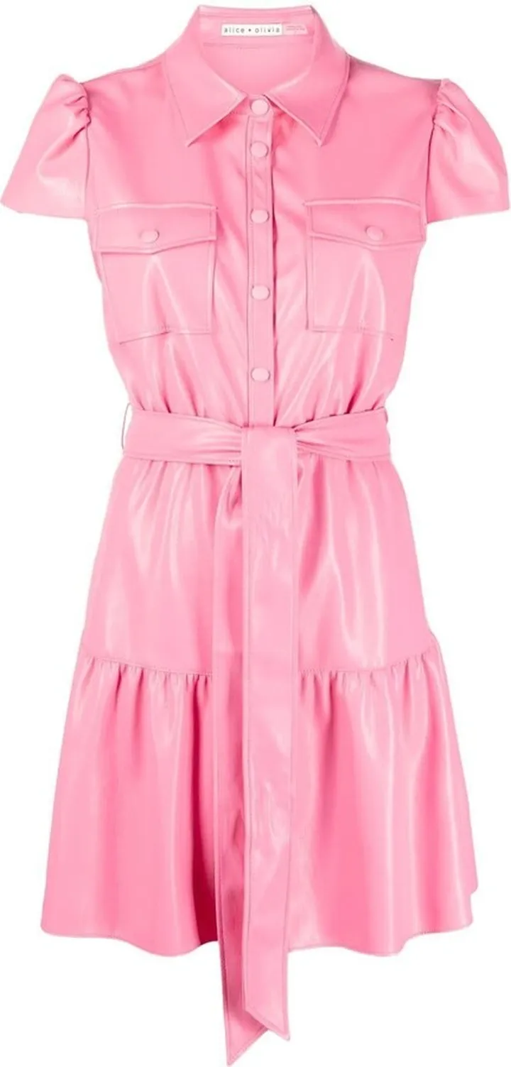 Miranda tiered faux-leather minidress