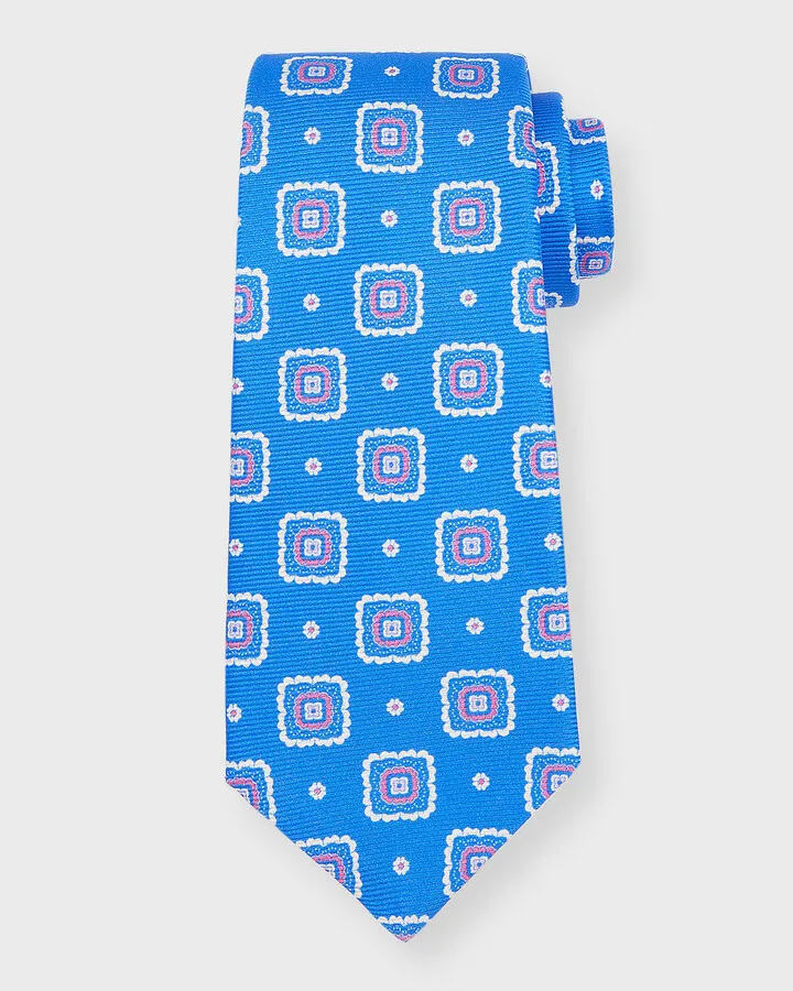 Men's Medallion-Print Silk Tie