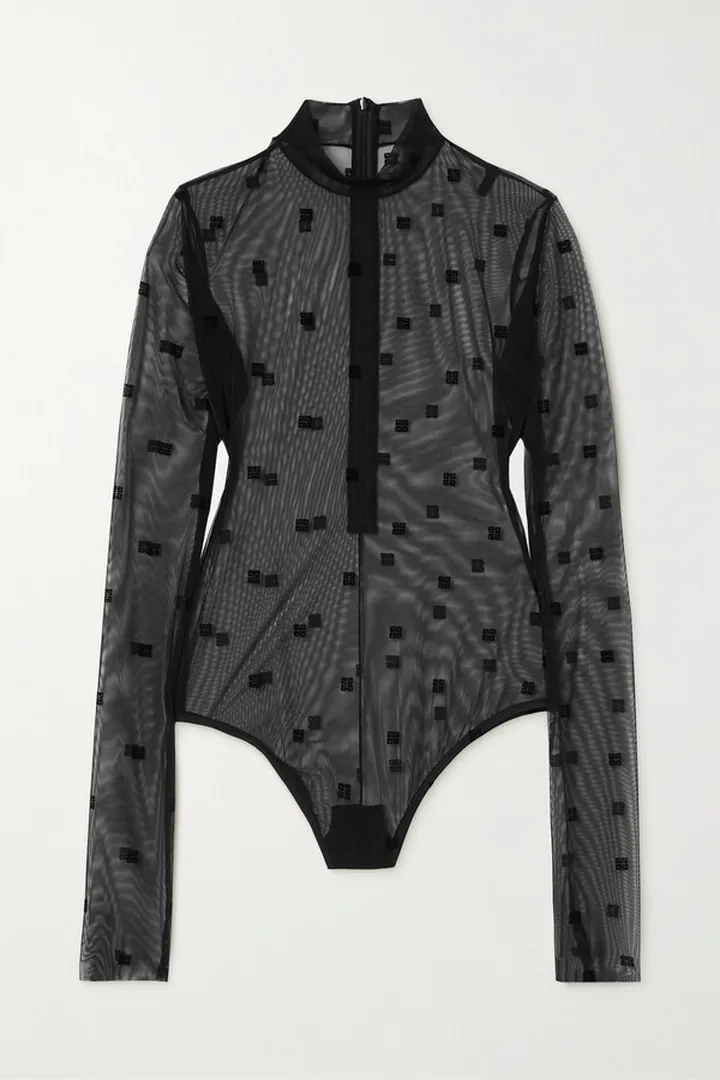Givenchy - Flocked Tulle Bodysuit - Black