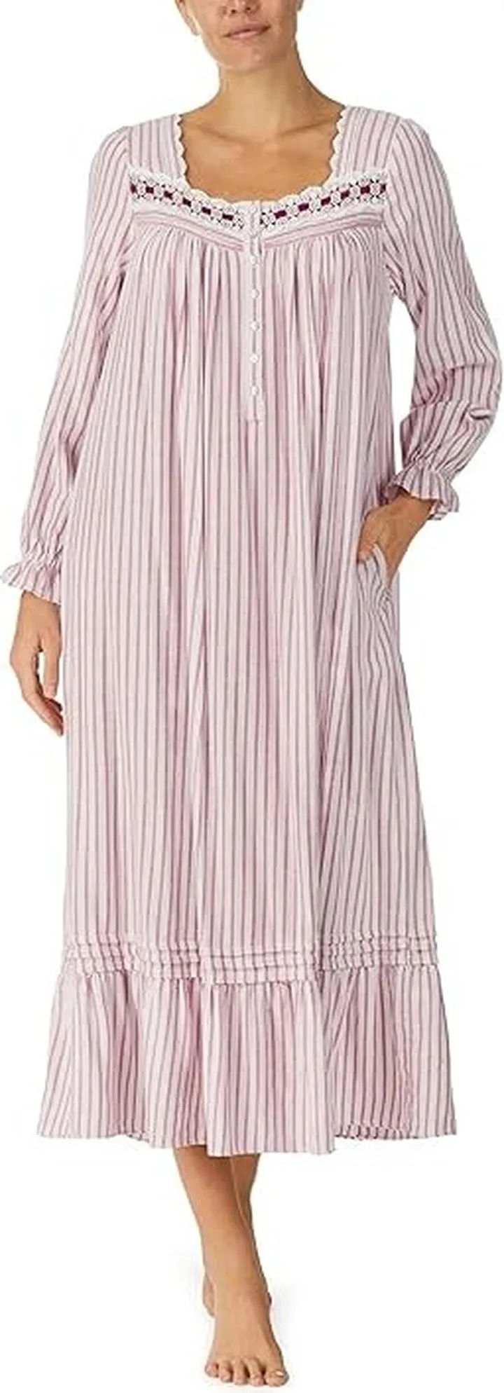Eileen West Long Sleeve Ballet Gown (Berry Stripe) Women's Pajama