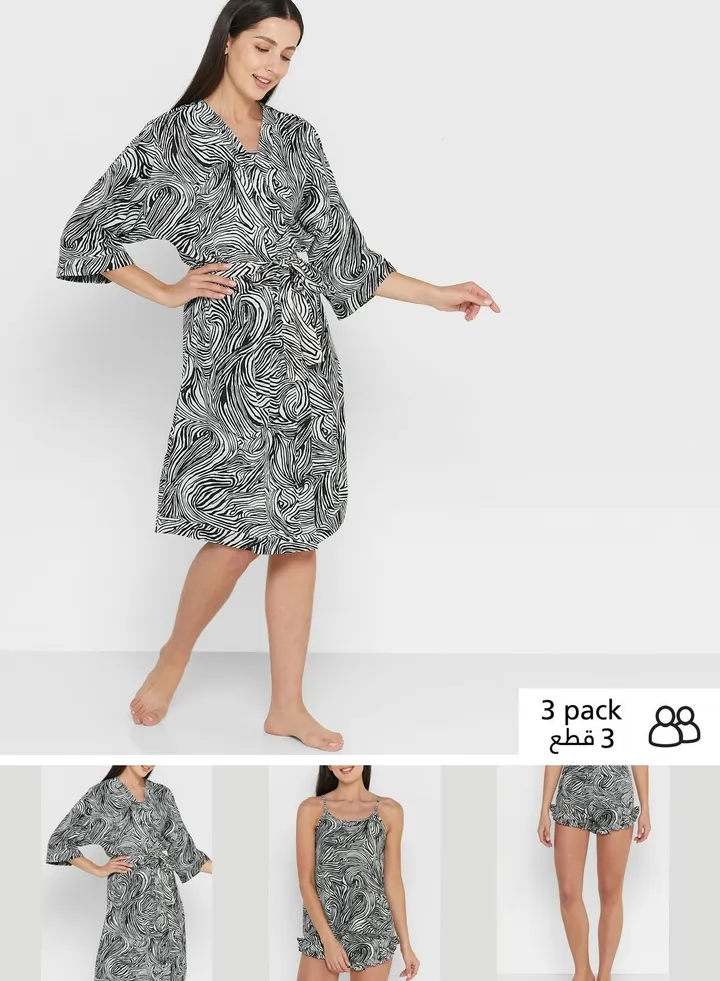 3 Piece Printed Night Set