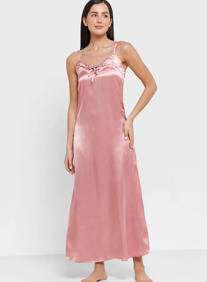 Criss Cross Neck Tie Detail Nightie