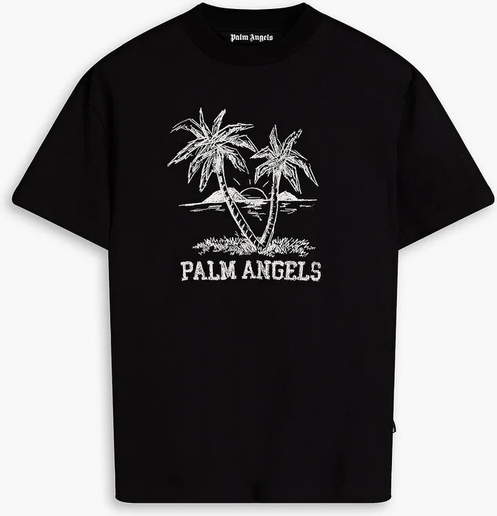 Embroidered cotton-jersey T-shirt