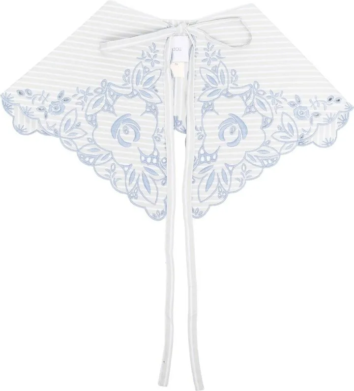 Floral-Embroidered Organic-Cotton Collar