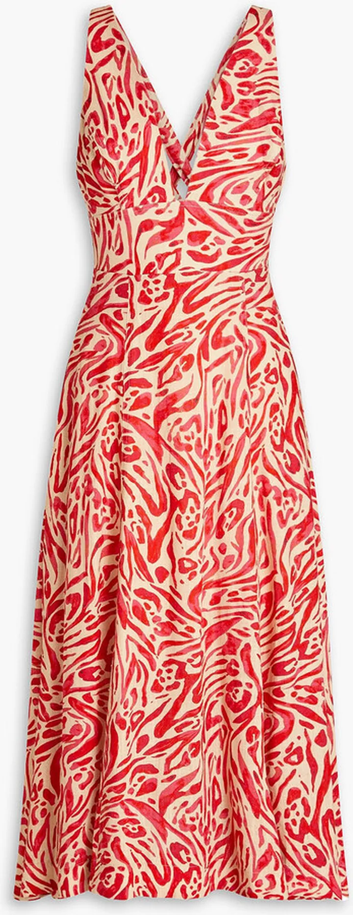Haisley printed linen-blend midi dress