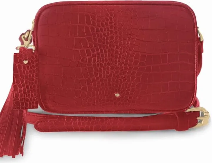 Johnny Loves Rosie - Red Vegan Leather Croc Logan Tassel Bag