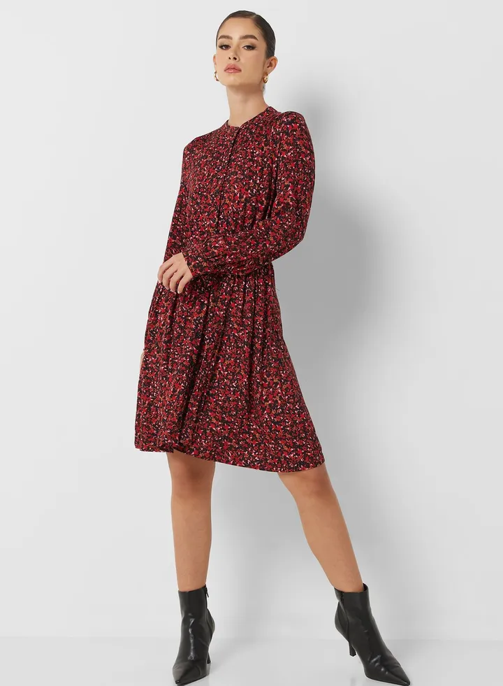Belted Button Detail Shirt Dress