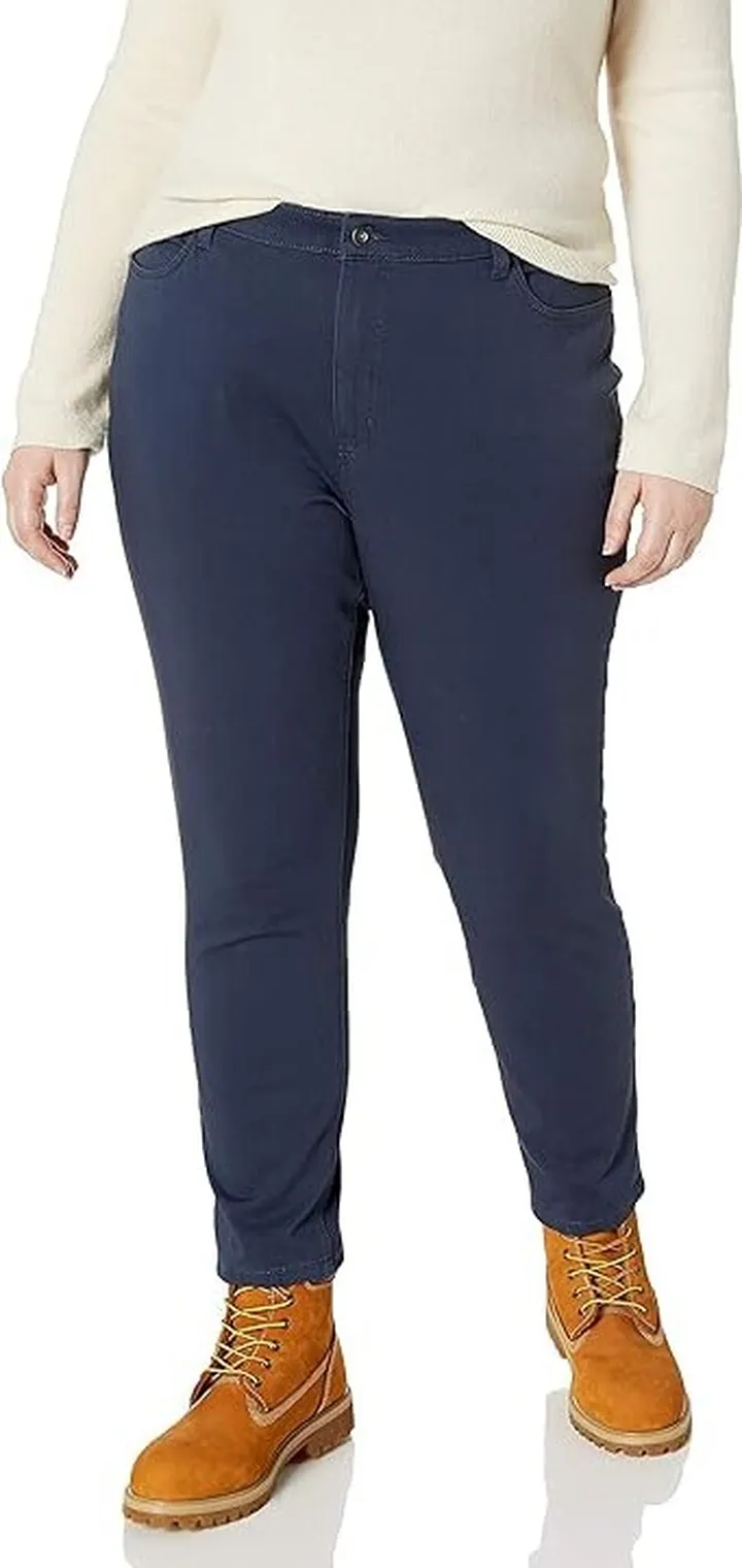 Dickies Women's Perfect Shape Twill Skinny 4 Pocket Pant (Rinsed Navy) Women's Clothing
