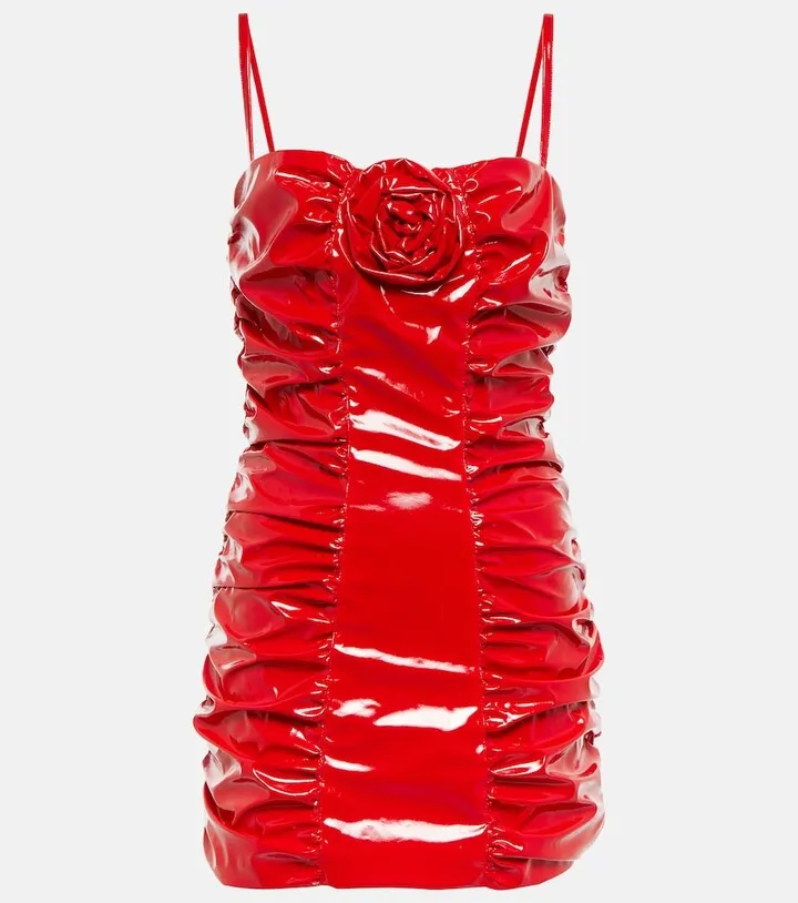 Ruched vinyl minidress