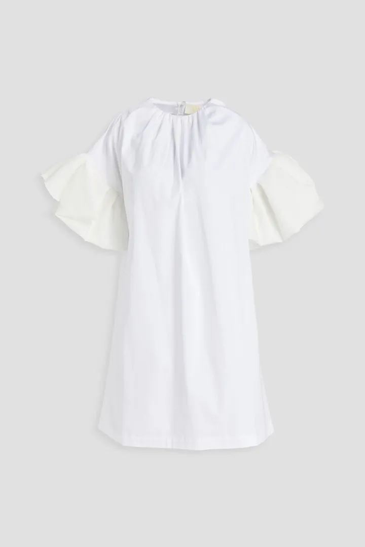 Cloqué-paneled cotton-blend poplin mini dress