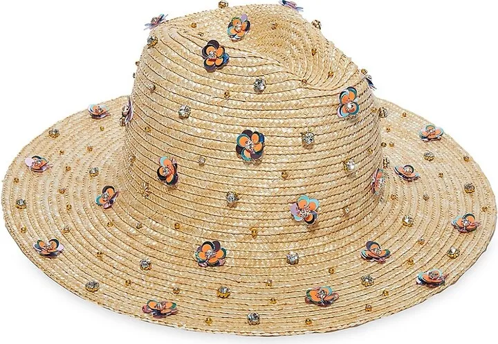 Zinnia Embellished Straw Sunhat