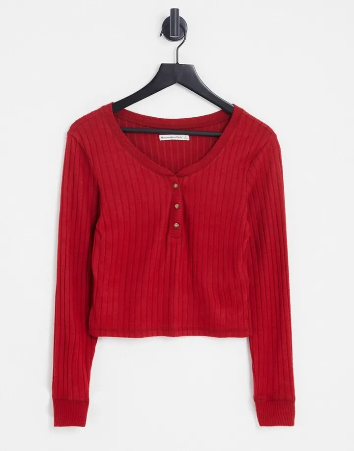 Abercrombie & Fitch long sleeve loungewear top in red