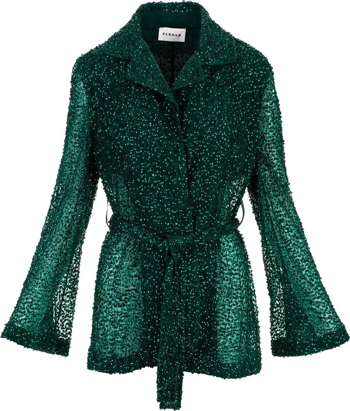 P.A.R.O.S.H. Gelee Embellished Tied Waist Jacket