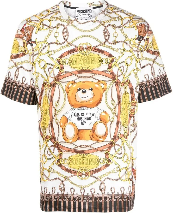 chain-link print short-sleeve T-shirt
