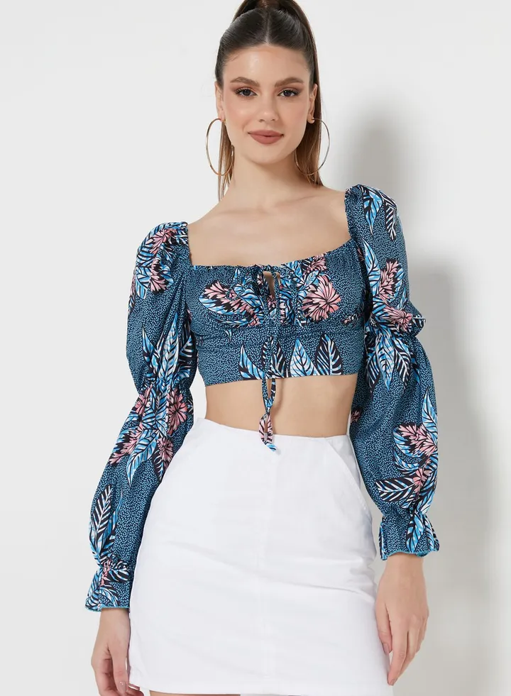 Printed Puff Sleeve Top