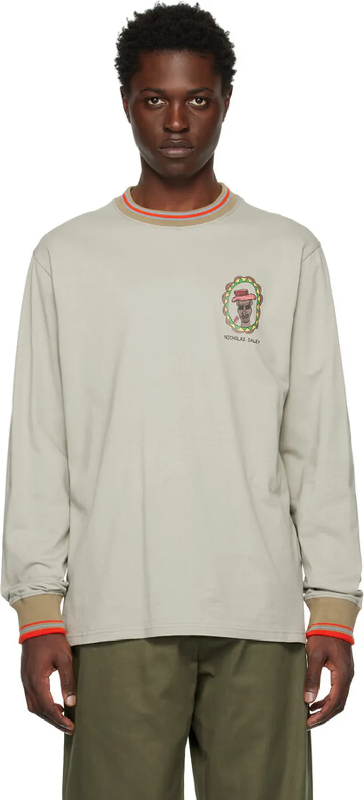 Nicholas Daley Green Printed Long Sleeve T-Shirt