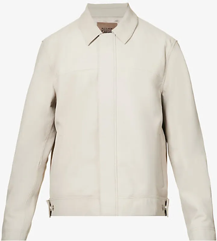 ens Fresh Oyster Arroyo Panelled Spread-collar Leather Jacket